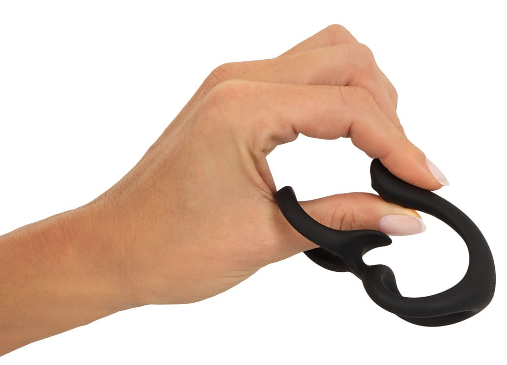Sort Erecto Cock &amp; Ball Ring i Liquid Silicone