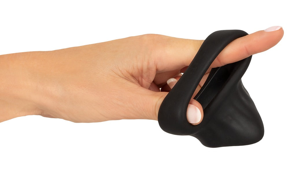 Erecto Cock Ring med Ball Stretcher i blød Liquid Silicone
