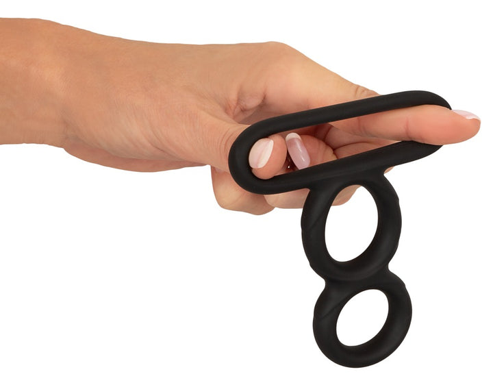 Erecto Triple Cock Ring i sort Liquid Silicone