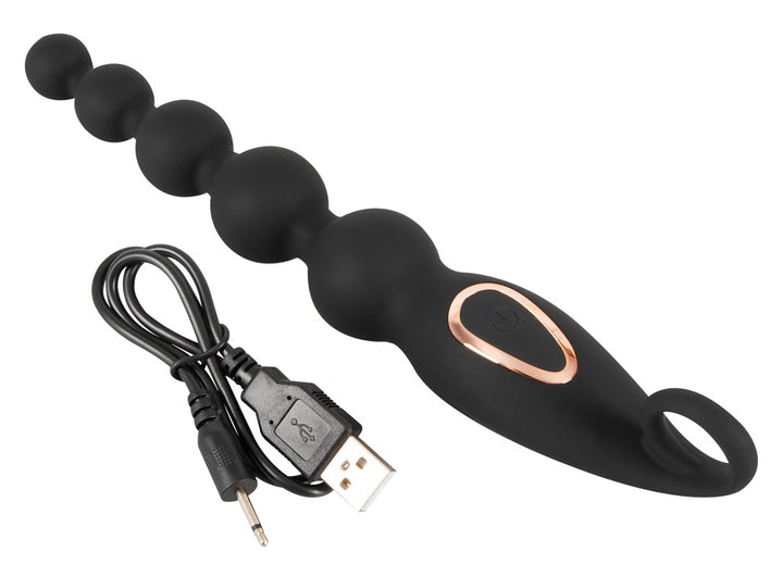 Anal beads med fleksibel spids og ringhåndtag