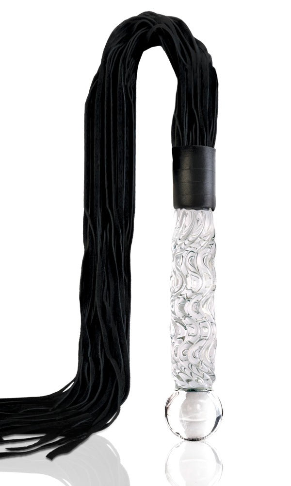 Icicles Glass Dildo &amp; Whip No. 38 med læderfrynser