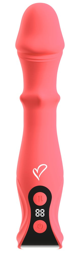 Genopladelig vibrator med massage-ring i skaftet