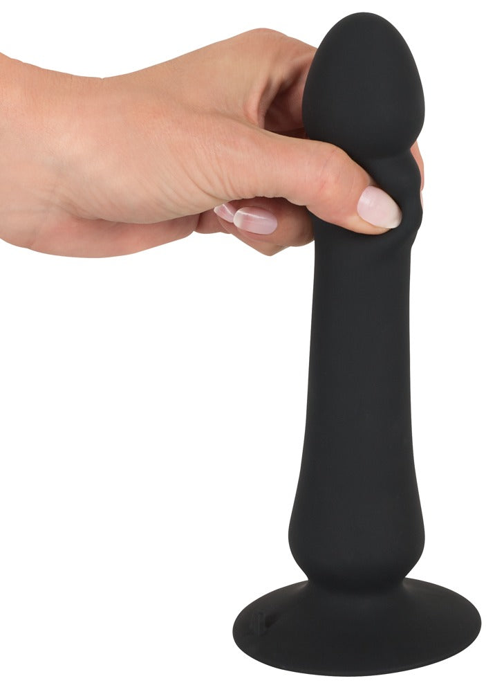 Fjernbetjent analvibrator med thrusting og sugekop
