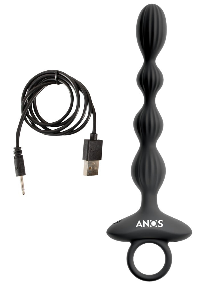 ANOS anal beads med rillede kugler og sikker base