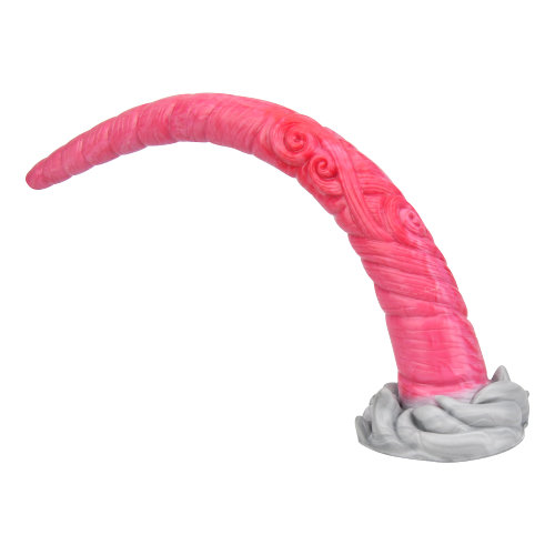 Fantasy dildo formet som et enhjørningehorn med spiraltekstur