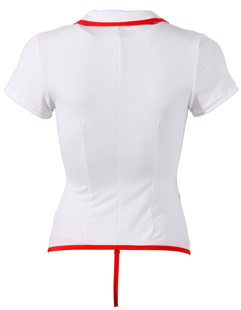 Hvid basque med rød piping til roleplay, date night og styling