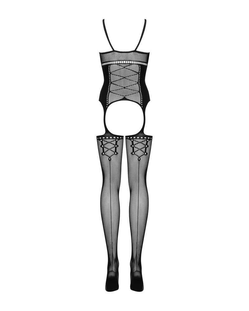 Sort date night bodystocking med blød og fleksibel strik