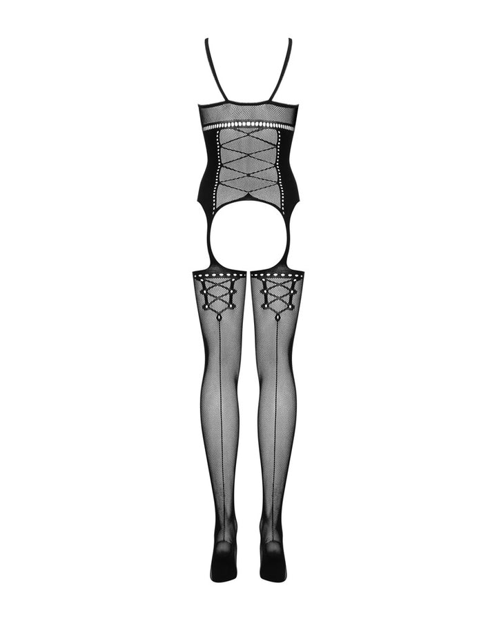 Sort date night bodystocking med blød og fleksibel strik