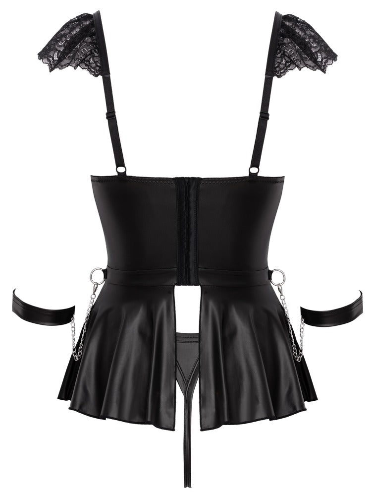 Sort date night lingeri med soft cuffs og sølvfarvede detaljer