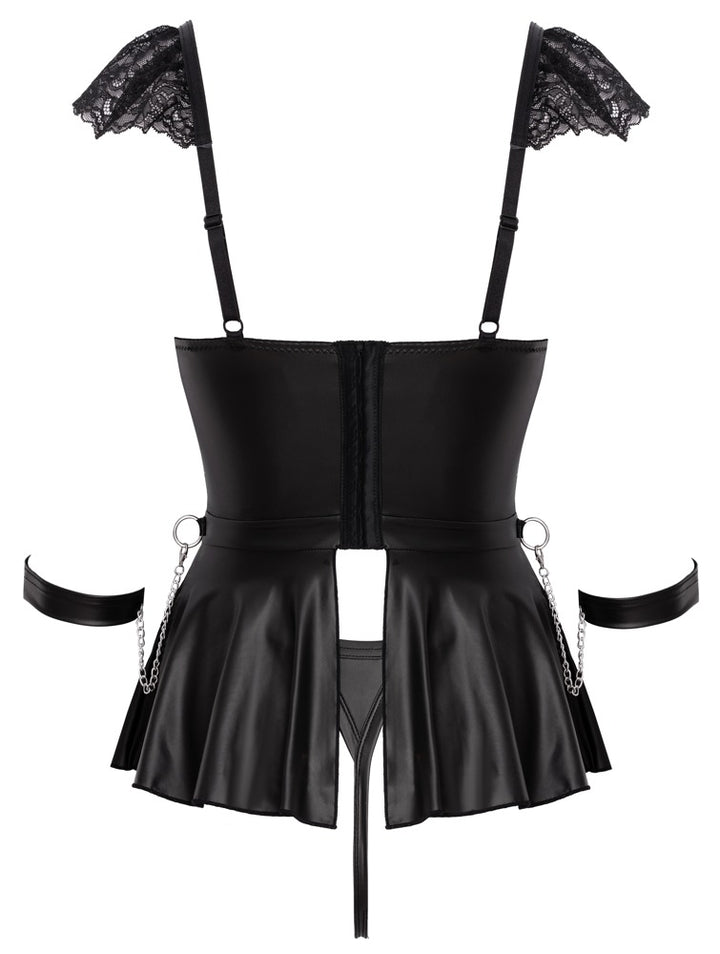 Sort date night lingeri med soft cuffs og sølvfarvede detaljer