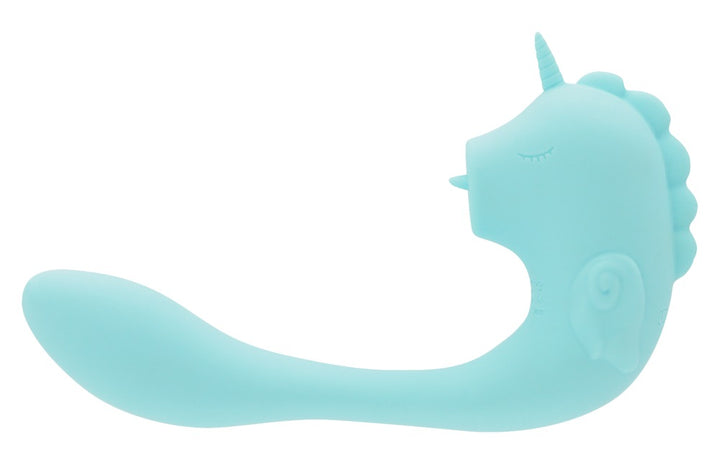 Blå Unihorn dual vibrator med separat styring af to funktioner