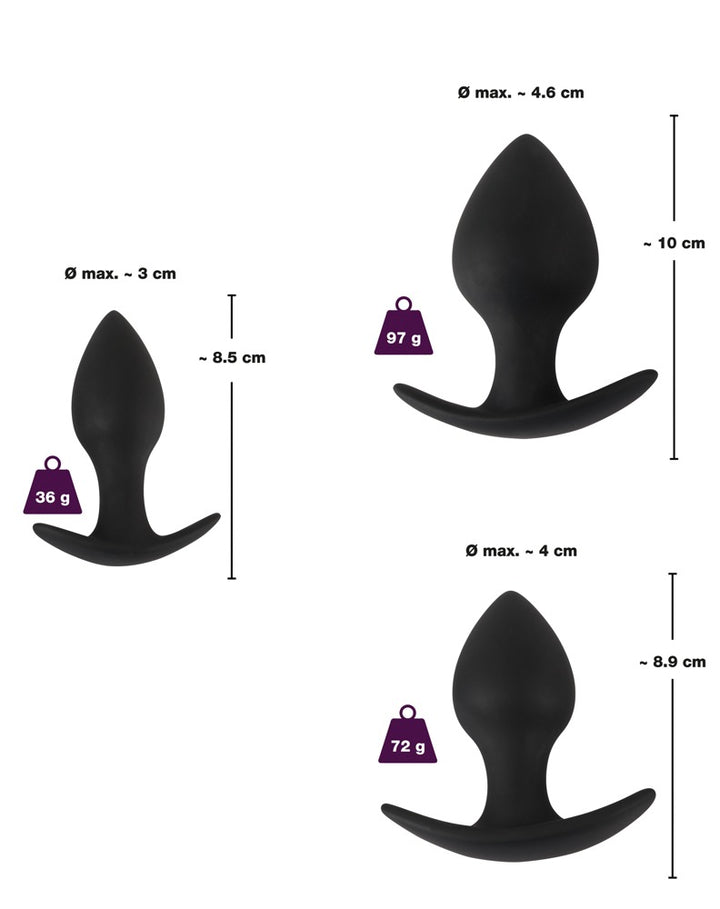 3-piece butt plug set leveret diskret fra Eterna Nordisk