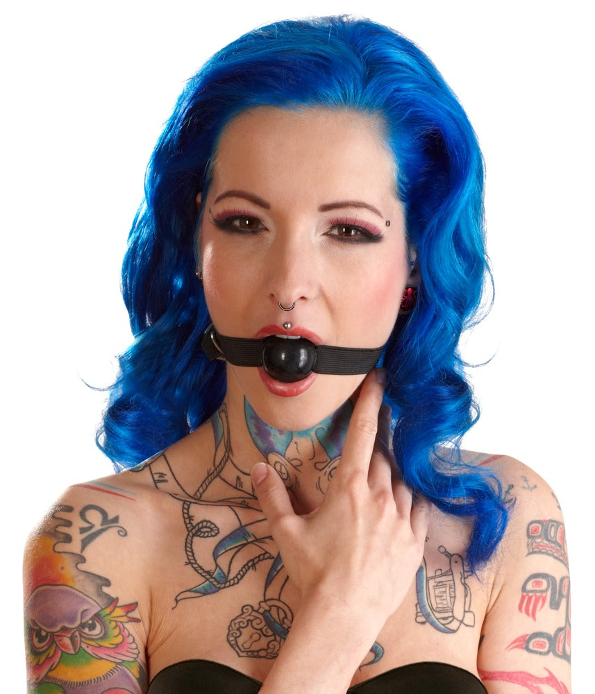 9-delt bondage kit med gag, håndjern, vibrator og glidecreme