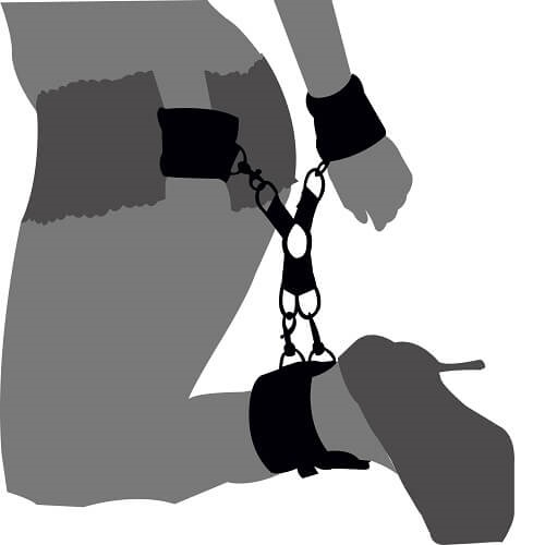 Hogtie restraint sæt med bløde manchetter og velcrolukning