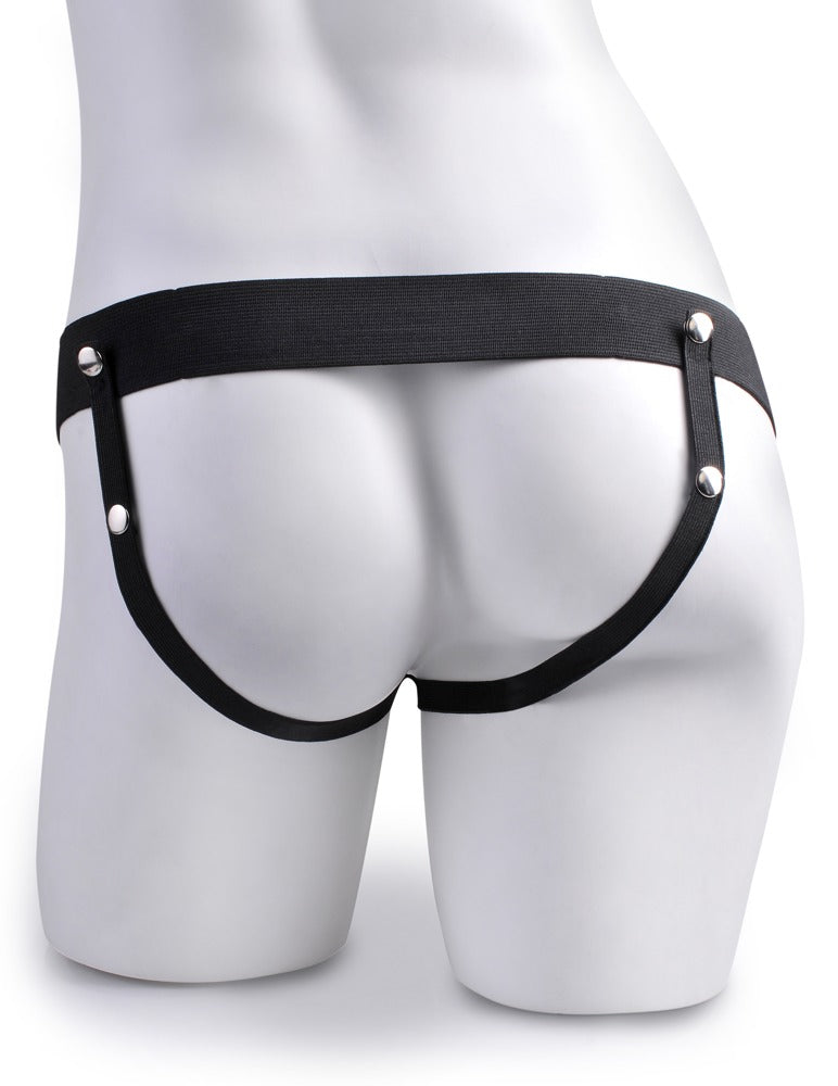 Hudfarvet hollow strap-on dildo med sorte justerbare stropper