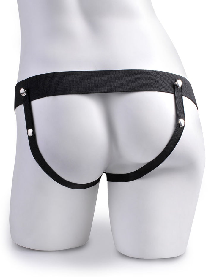 Hudfarvet hollow strap-on dildo med sorte justerbare stropper