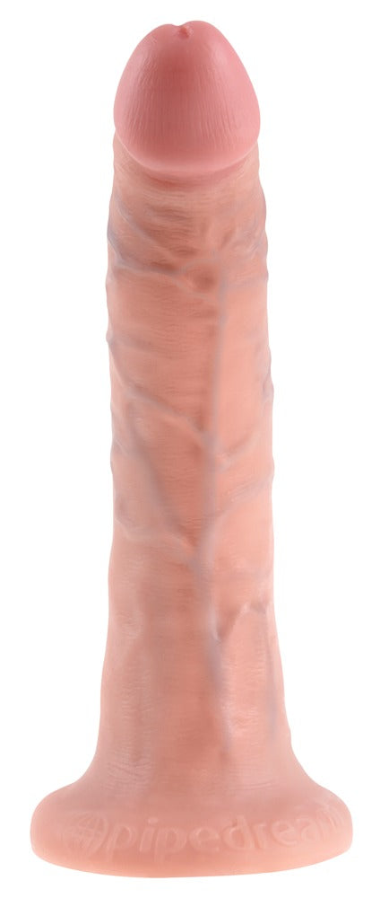Hudfarvet dildo med markerede årer og tydelig glans