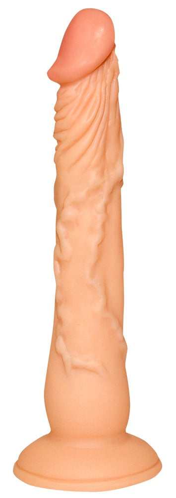 Hudfarvet PVC dildo med glans og naturtro penisform