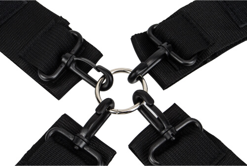Hogtie bondage sæt med metalforbindelser og bløde cuffs