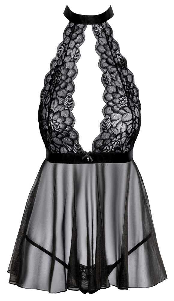 Kort udsvinget babydoll med matchende lille string