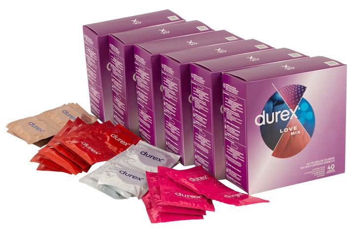Love Mix kondomer med Thin Feel, Pleasure Me, Strawberry og Intense