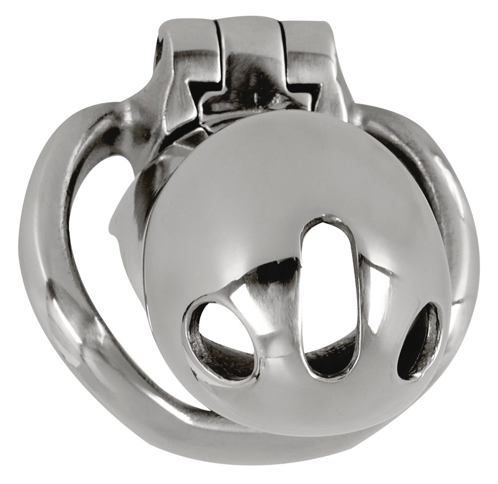 Cock cage med glanshuller, lås og kompakt metaldesign