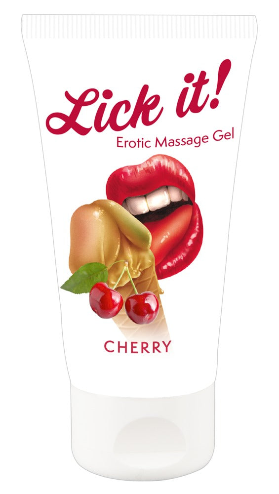 Lick it! Cherry massagegel 50 ml med kirsebærsmag