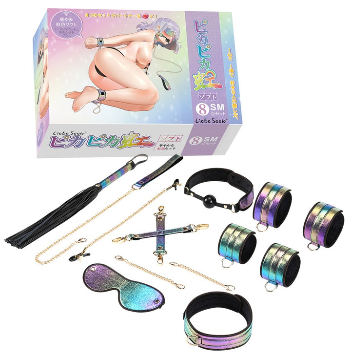 Liebe Seele Vivid Niji 8-delt bondage-sæt i glansfuldt regnbue-look