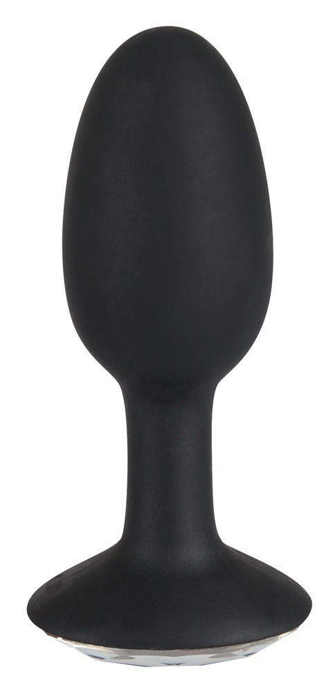Sort anal plug med ægformet design og klar smykkesten
