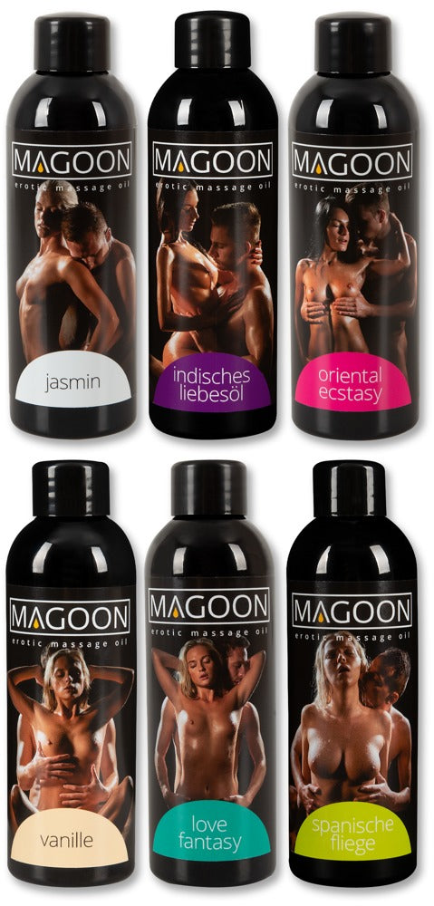 Magoon massageoliesæt med seks flasker á 100 ml