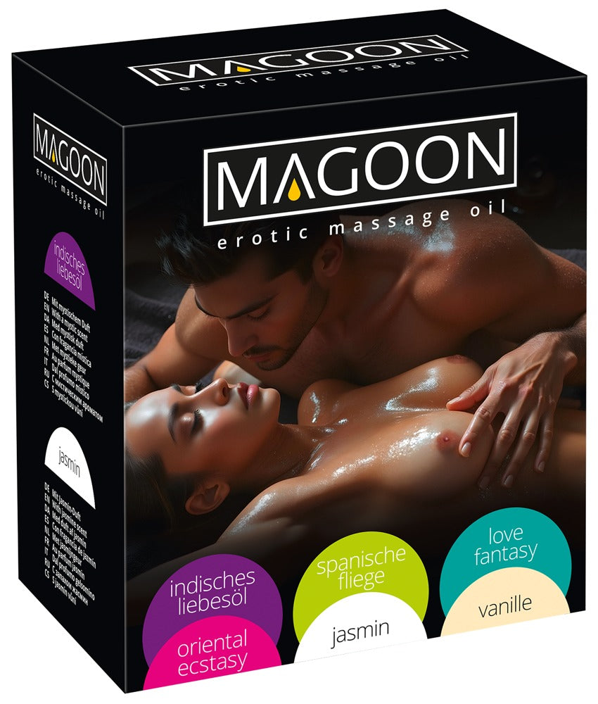 Magoon massageoliesæt med seks flasker á 50 ml