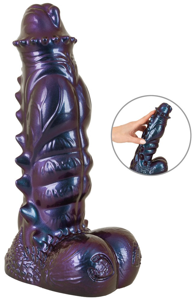 Fantasy dildo med reptilstruktur, fleksibel form og blød overflade