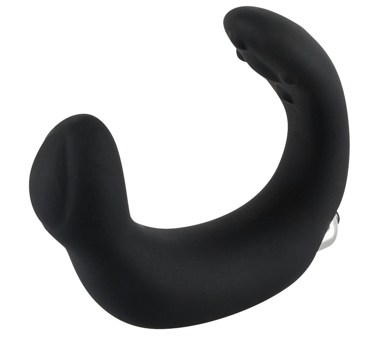Sort og sølv P-spot vibrator med dots til mellemkødsmassage