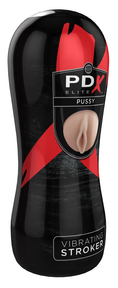 PDX Vibrating Pussy Stroker med realistisk vaginaåbning og mini-vibrator