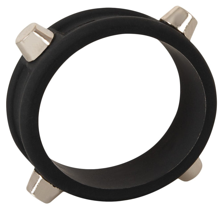 Sort penisring med studs i kompakt ikke-vibrerende design