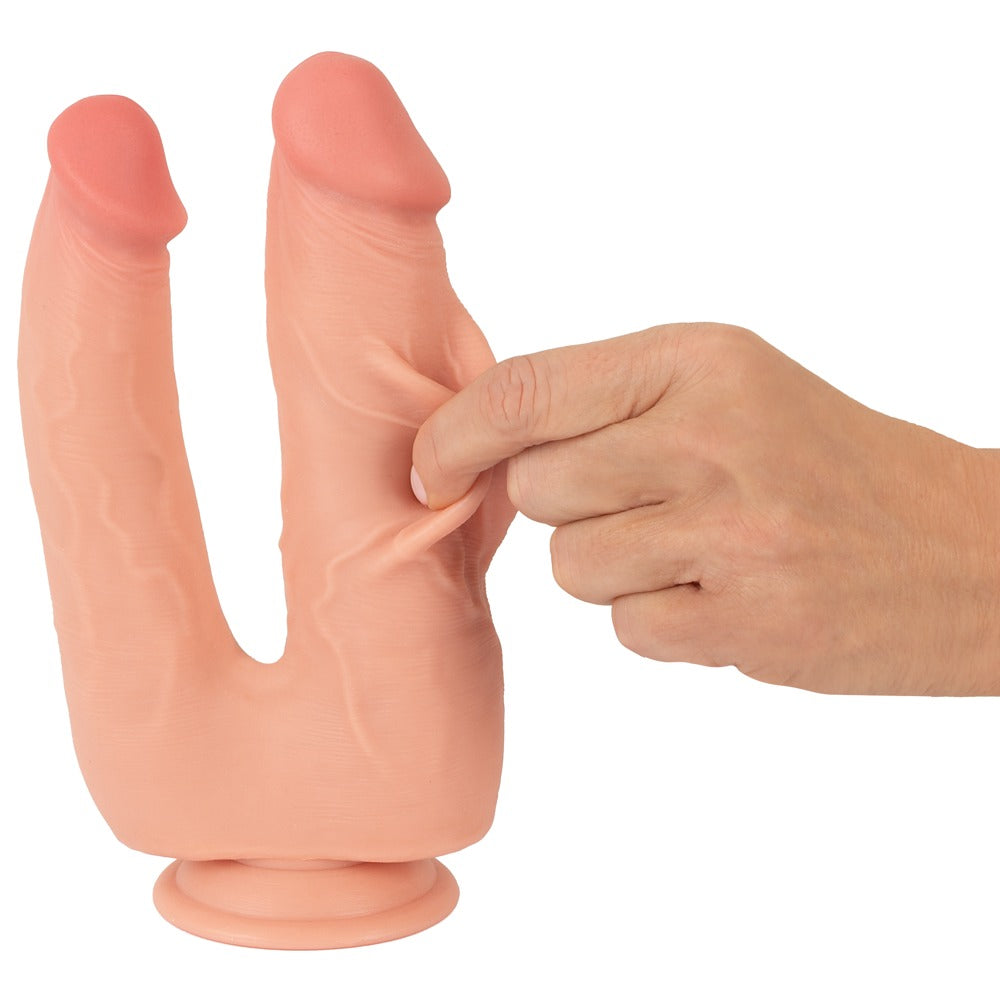 Dobbeltdildo med movable skin og to skaft