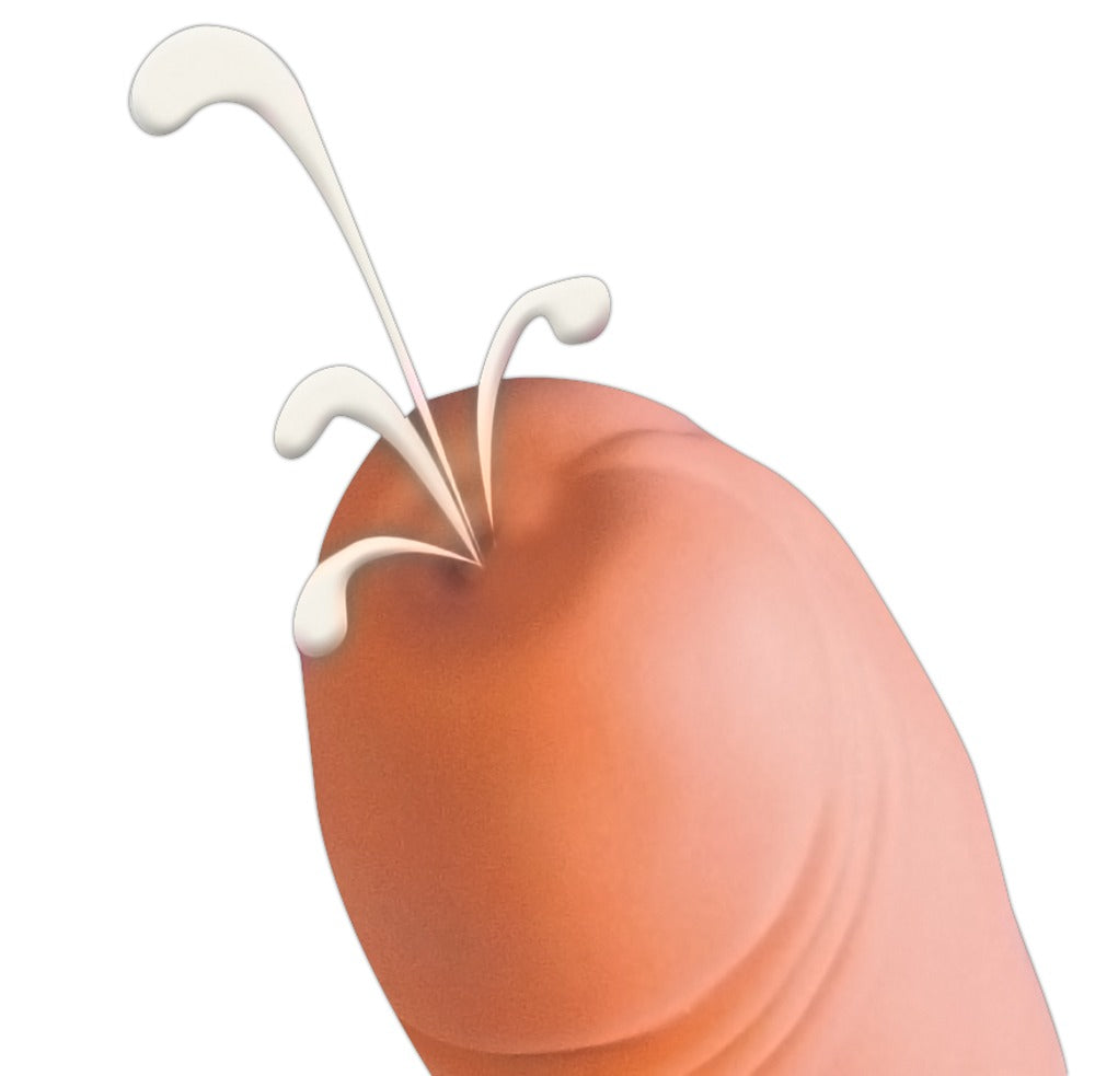 Realistisk dildo med squirting-funktion og fleksibelt materiale