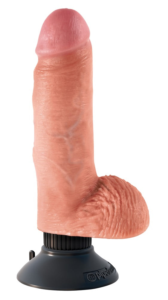Realistisk vibrator med sugekop, testikler og bøjelig form