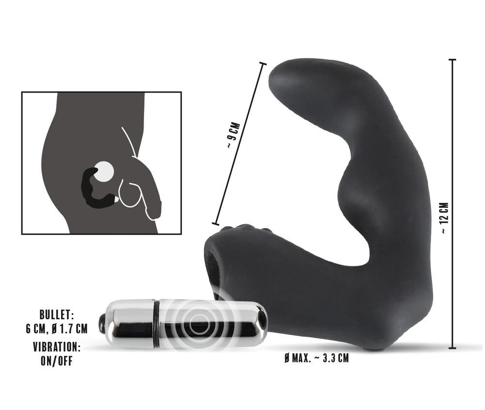 Rebel prostata vibrator til mænd med diskret sort/sølv design