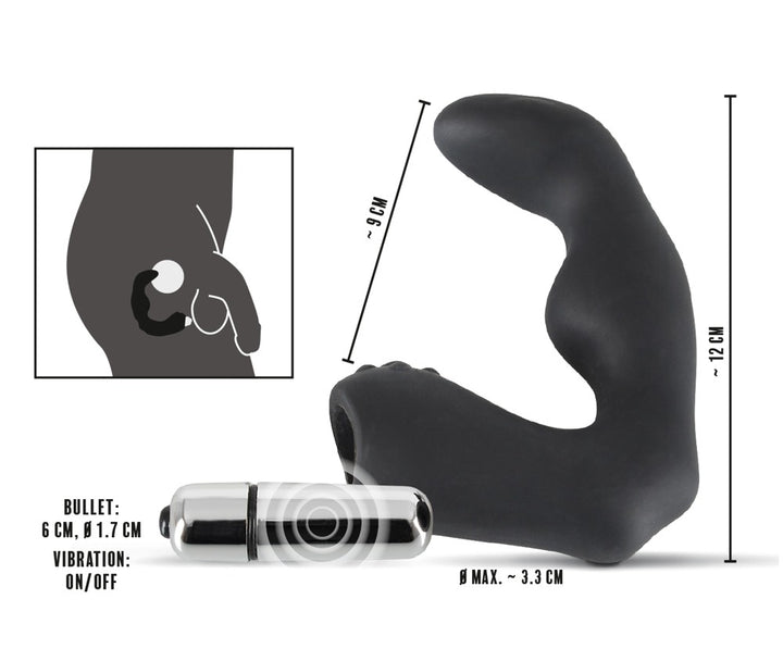 Rebel prostata vibrator til mænd med diskret sort/sølv design