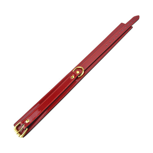 Bound to Please Red Bondage Collar med glansfuld rød PU-overflade