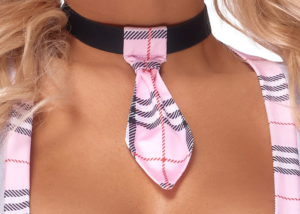 Schoolgirl-inspireret kostume til voksne med elastisk pasform