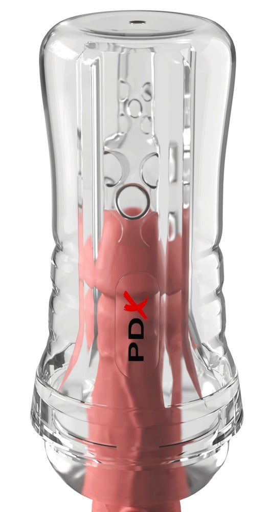 See-thru stroker med indvendige nopper og ribber