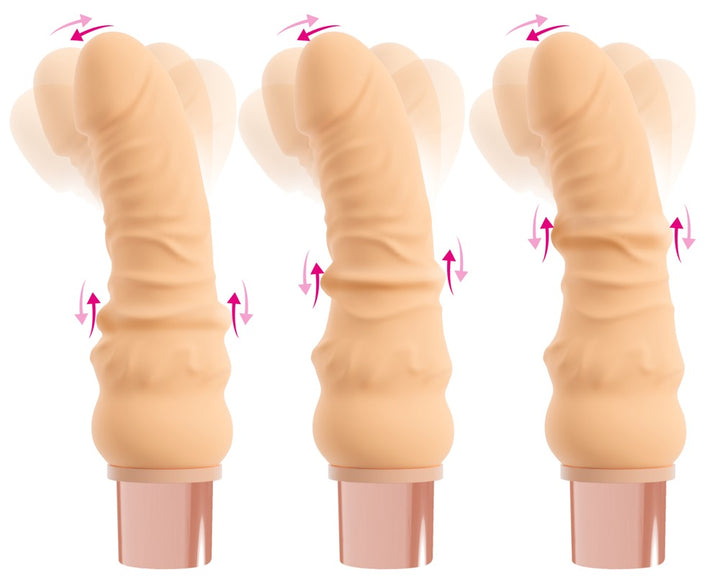 Blød TPE-vibrator med buet form og 12 programmer