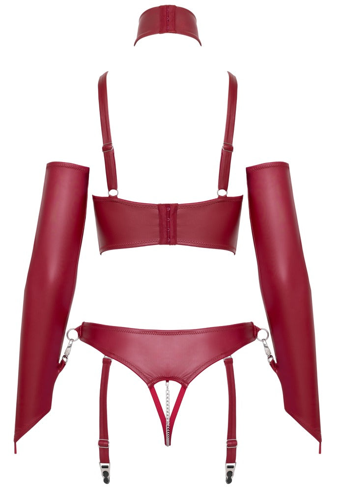 Wetlook lingeri med aftagelig crotch chain og justerbare stropper