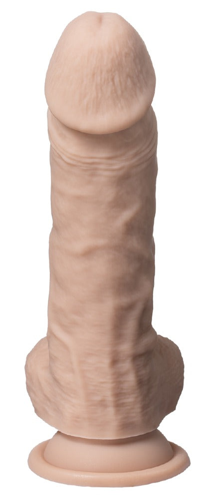 Hudfarvet dildo med markerede årer, glans og testikler