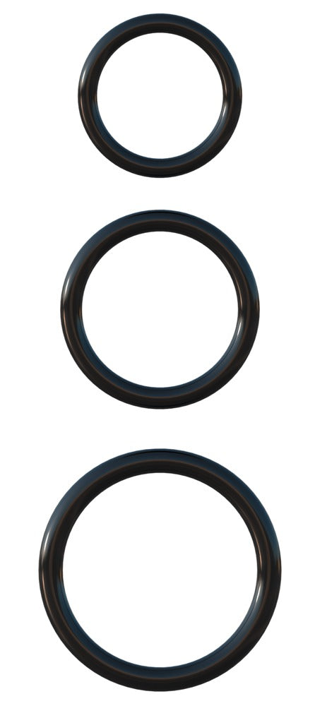 Sort Silicone 3-Ring Stamina Set med tre fleksible ringe