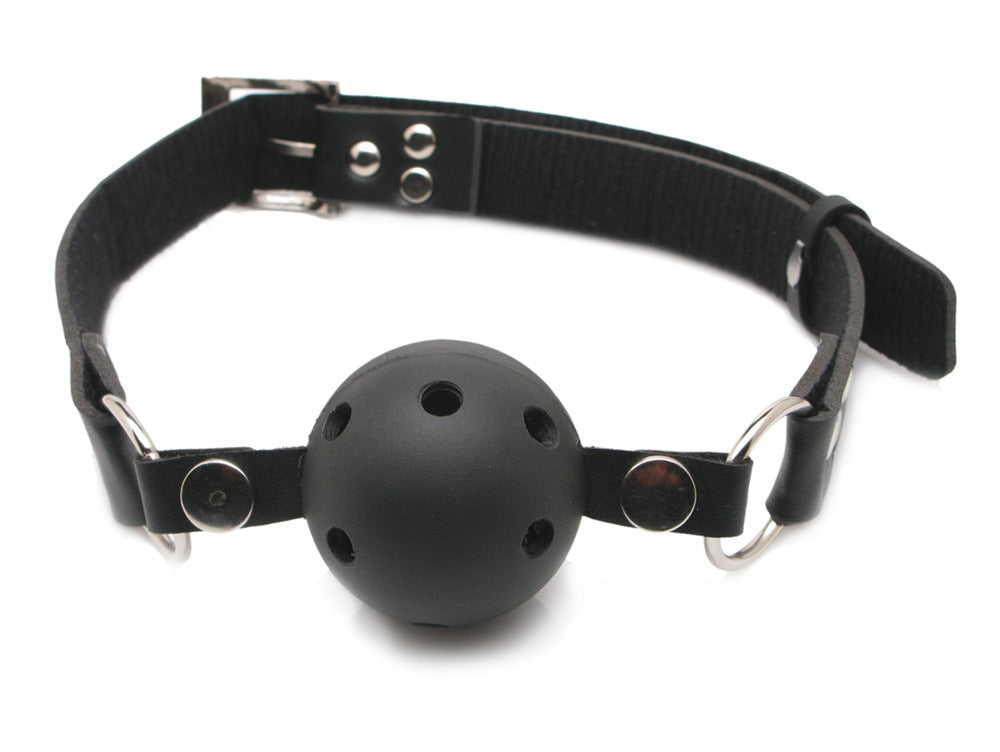 Sort ball gag med lufthuller og justerbar rem