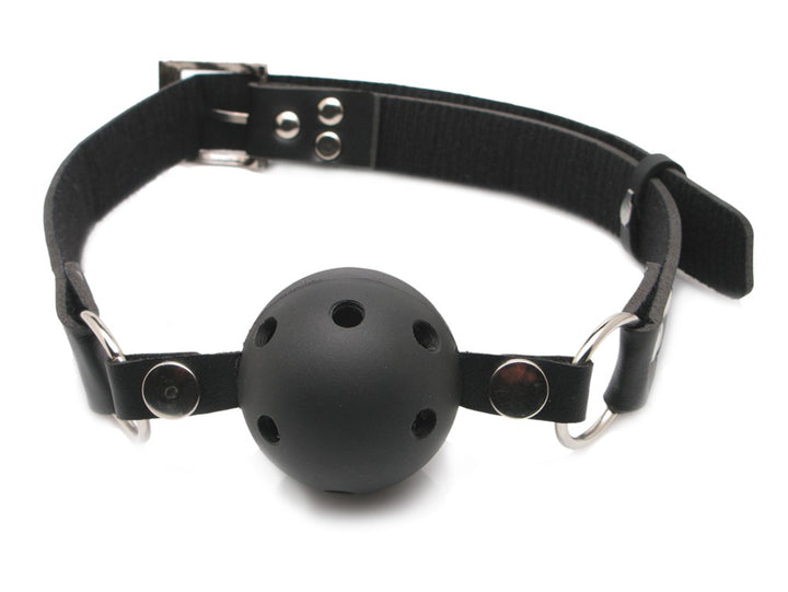 Sort ball gag med lufthuller og justerbar rem