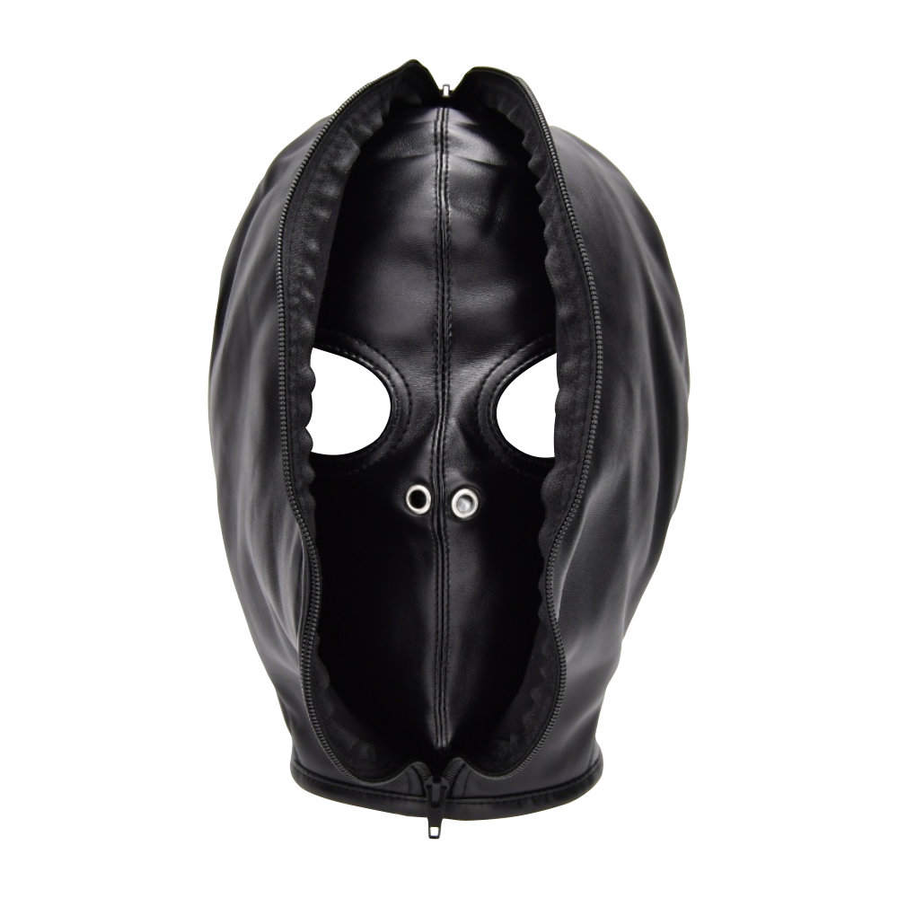 Open eyed BDSM hood med lynlås til sanseleg